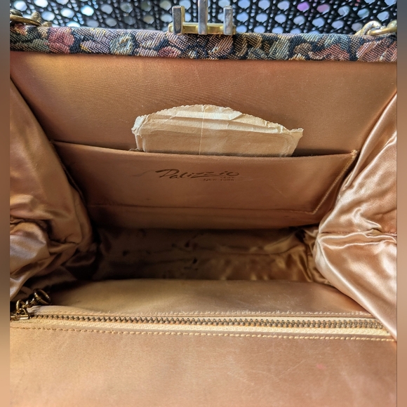 Palizzio New York- Floral Tapestry Handbag with Gold Chain - Picture 2 of 7